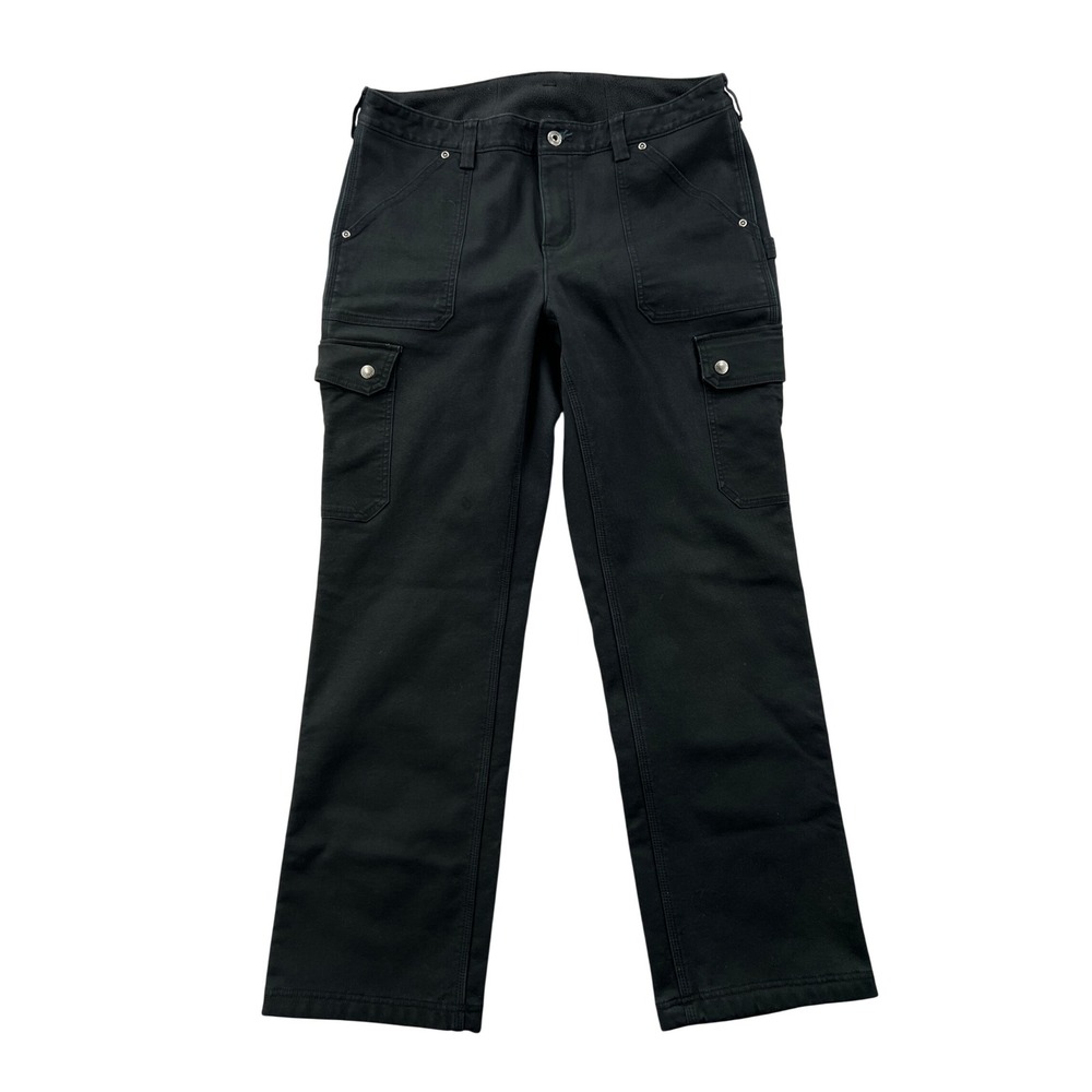 Duluth Flex Fire Hose Fleece Lined Cargo Work Pants Women 12 Black Utility Warm